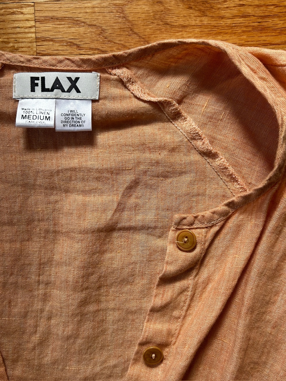 FLAX Linen Oversized Blouse - Warm Peach Sz M